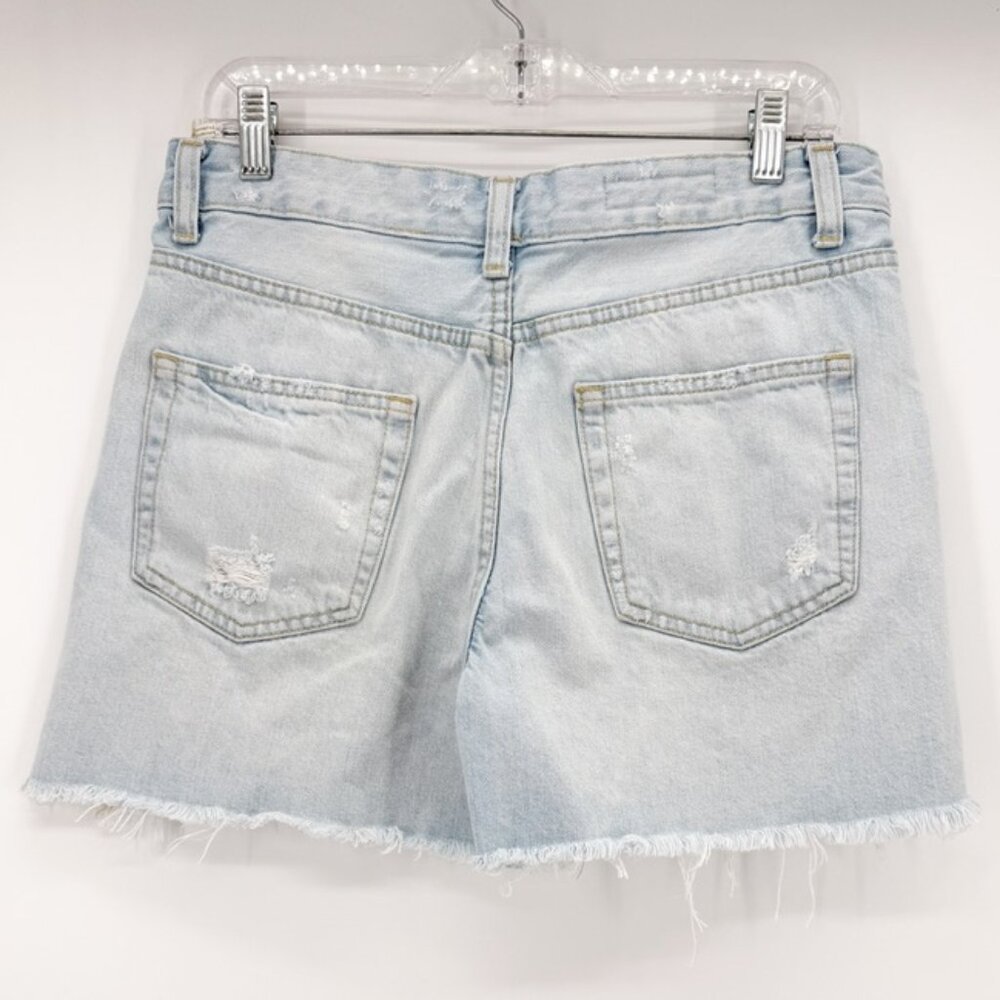 Zara Distressed High Rise Rigid Denim Cutoff Shorts Festival Summer Women's 6 - Picture 3 of 8